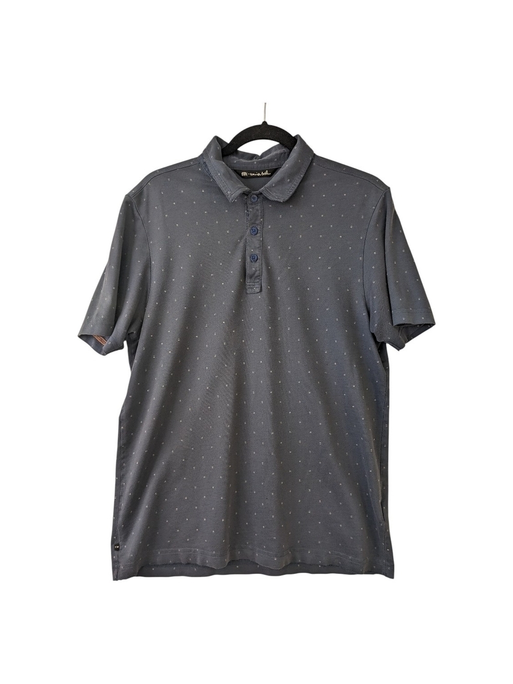 Travis Mathew Men's Charcoal Polo with Micro Dot Pattern Size M